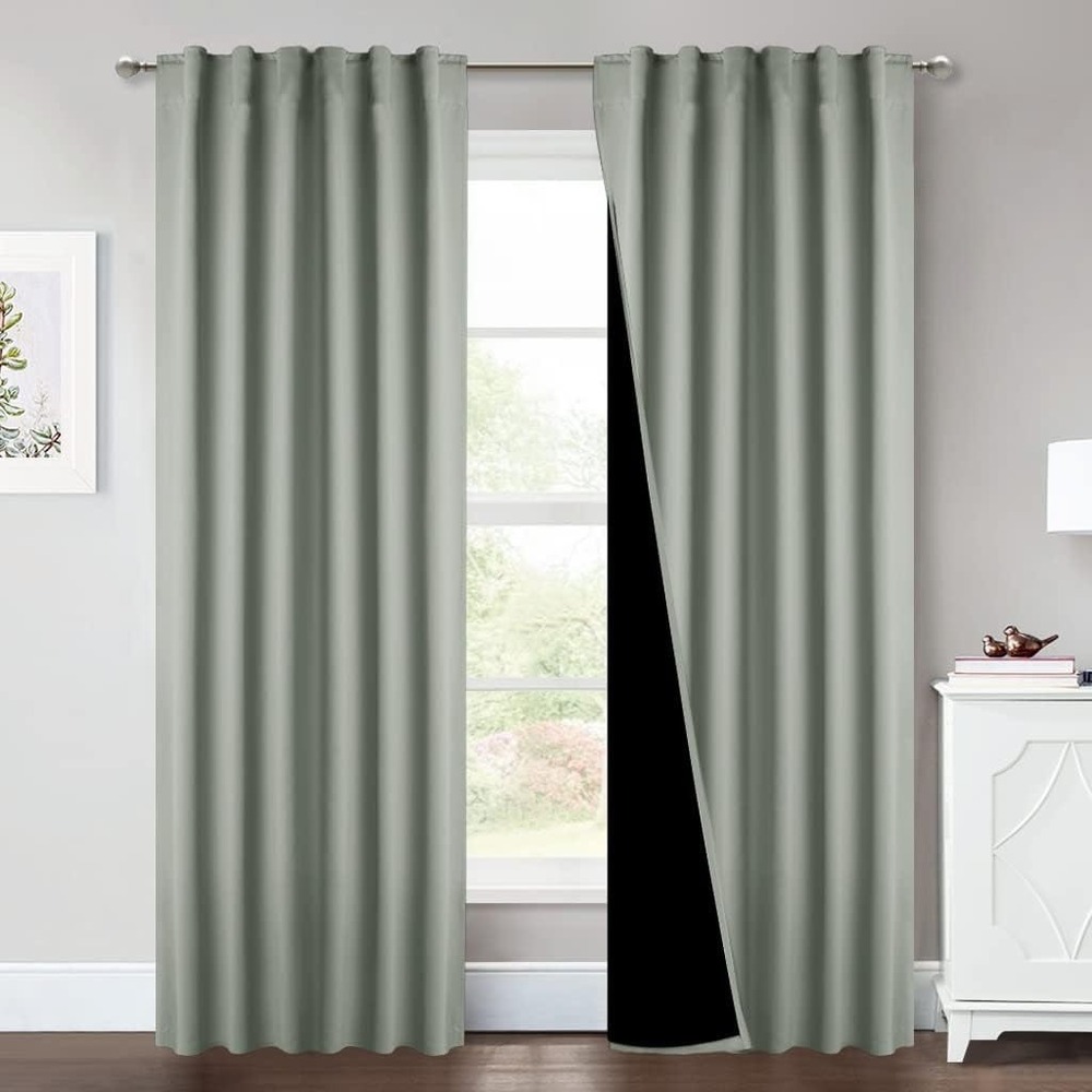 Blackout Curtain Panels - Window Treatment Room Darkening Drapes - Grey Gray‎